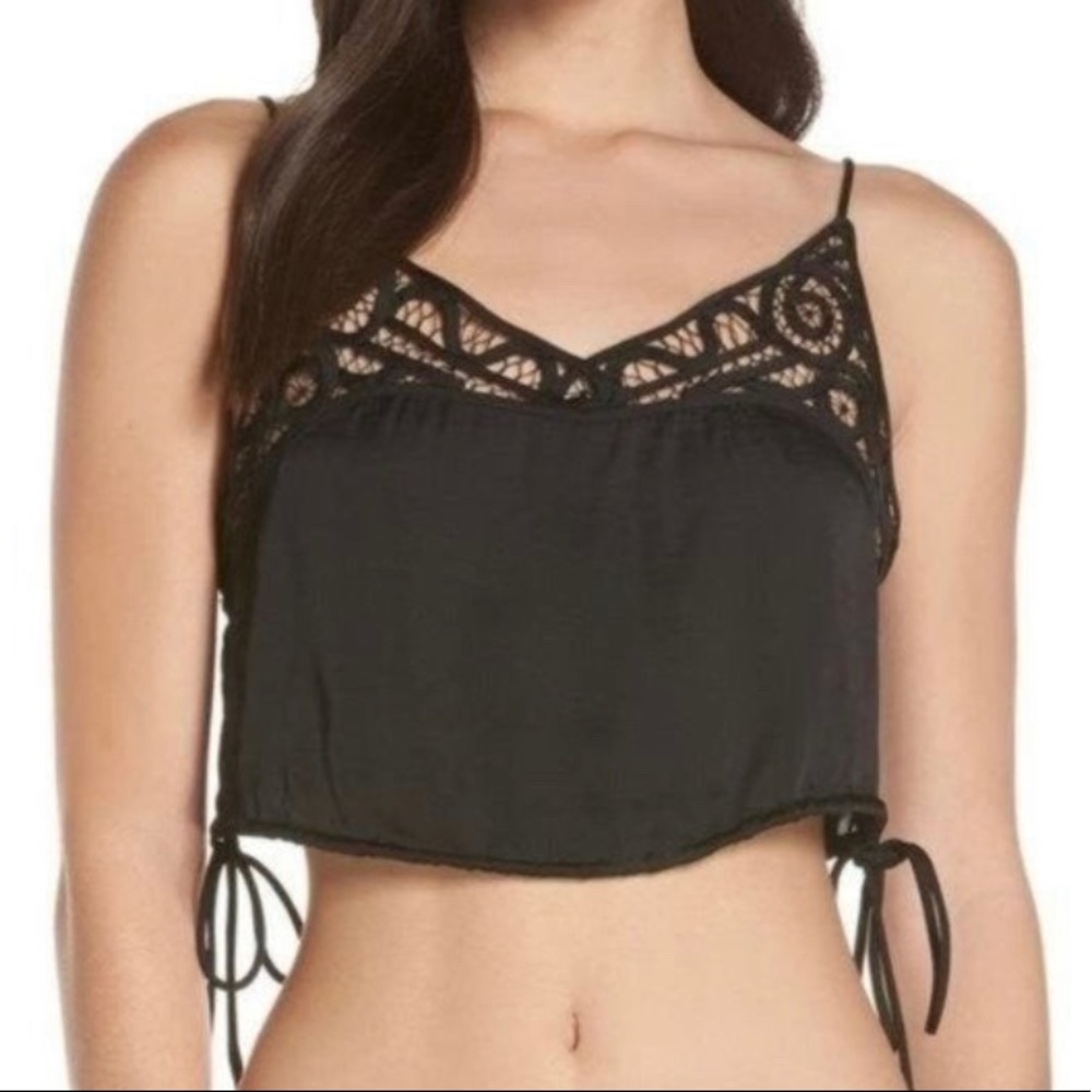 NEW WITH tags
Free People
Blouson Satin Crop Top in Black In Medium.
